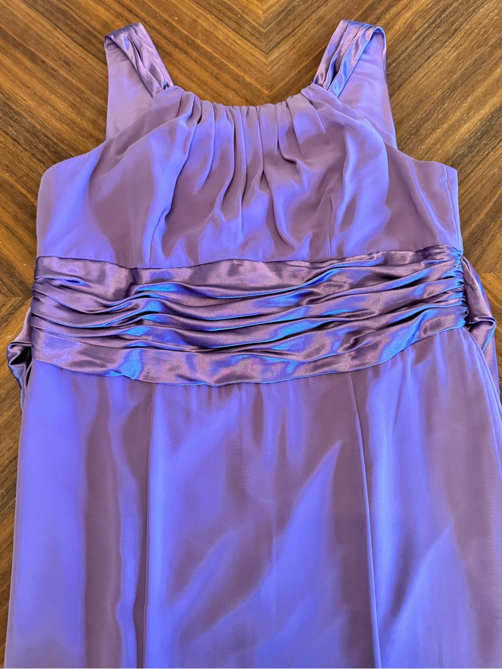 David’s Bridal Lilac Chiffon Formal Gown Draped Back Tie Dress 18 - Picture 7 of 13